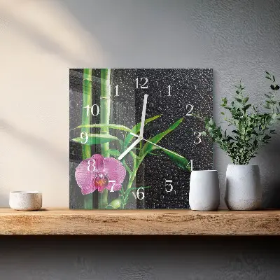 Vierkante glazen wandklok Bamboe spa