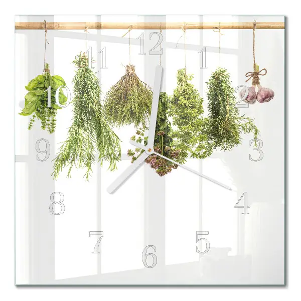 Moderne wandklok glas vierkant Kruiden
