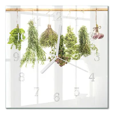 Moderne wandklok glas vierkant Kruiden