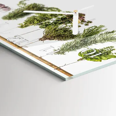 Moderne wandklok glas vierkant Kruiden