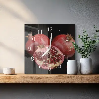 Vierkante glazen wandklok Granaat