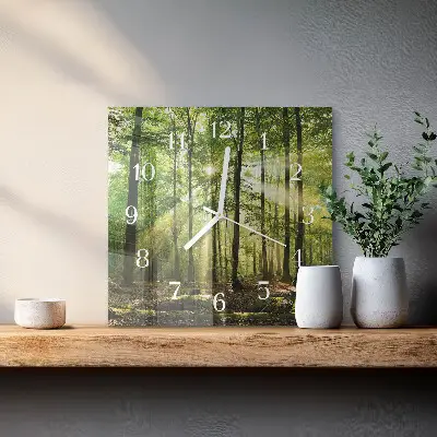 Decoratieve glazen klok vierkant Bosnatuur