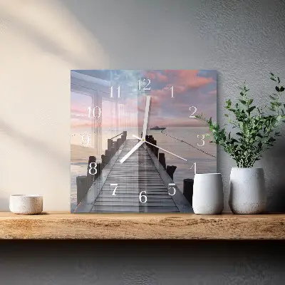 Vierkante glazen klok Brug