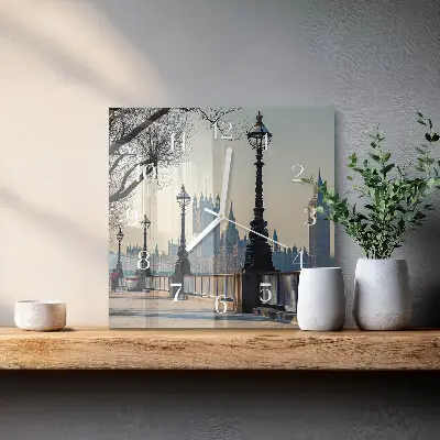 Vierkante glazen wandklok Lantaarns