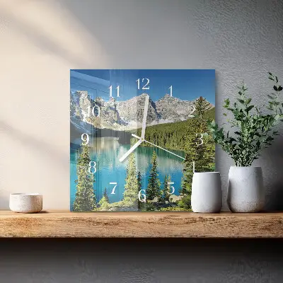 Moderne wandklok glas vierkant Bergnatuur