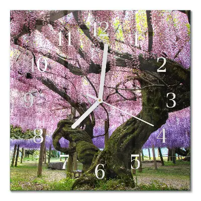 Moderne wandklok glas vierkant Bomen