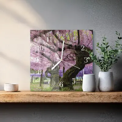 Moderne wandklok glas vierkant Bomen