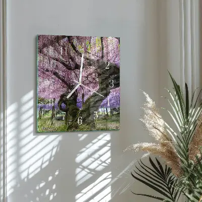 Moderne wandklok glas vierkant Bomen