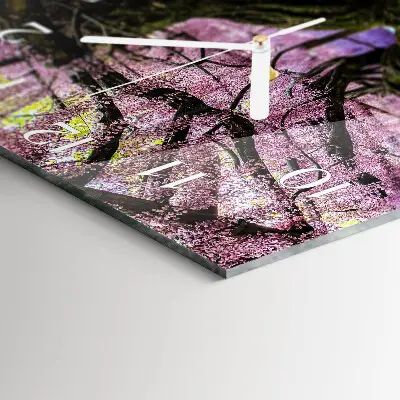 Moderne wandklok glas vierkant Bomen