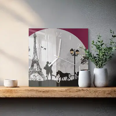 Vierkante glas klok Liefde voor parijs