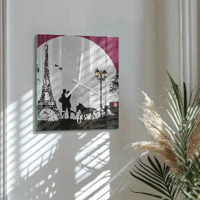 Vierkante glas klok Liefde voor parijs