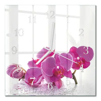 Decoratieve glazen klok vierkant Orchidee