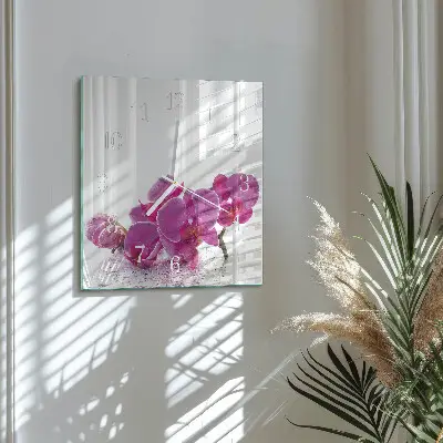Decoratieve glazen klok vierkant Orchidee