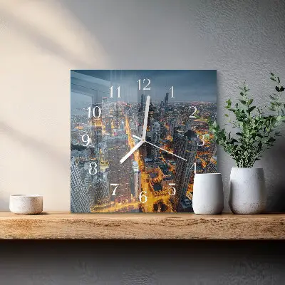 Vierkante glazen klok Nachtstad