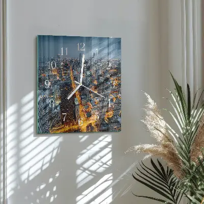 Vierkante glazen klok Nachtstad