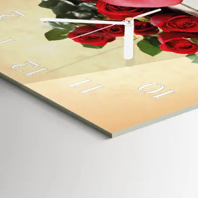 Moderne wandklok glas vierkant Rozen