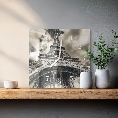 Vierkante glas klok Eiffeltoren