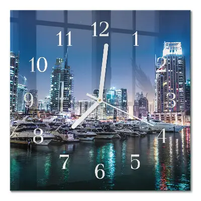 Vierkante glazen wandklok Horizon