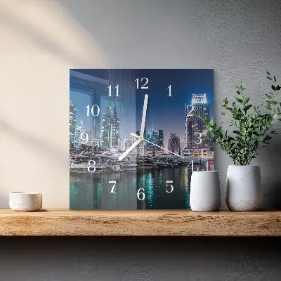 Vierkante glazen wandklok Horizon