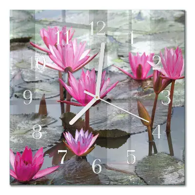 Decoratieve glazen klok vierkant Waterlelies