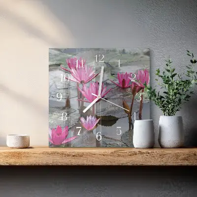 Decoratieve glazen klok vierkant Waterlelies