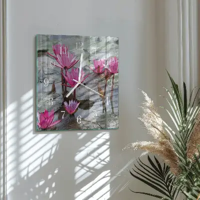 Decoratieve glazen klok vierkant Waterlelies