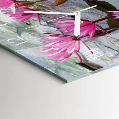 Decoratieve glazen klok vierkant Waterlelies