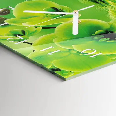 Moderne wandklok glas vierkant Orchidee