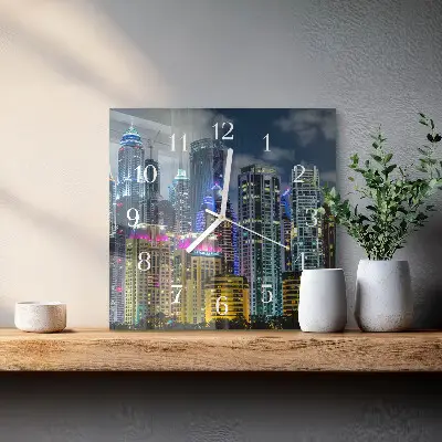 Vierkante glas klok Stad
