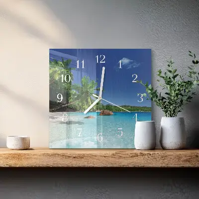 Decoratieve glazen klok vierkant Palmeiland