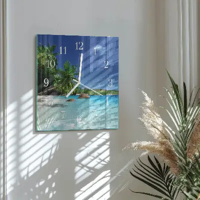 Decoratieve glazen klok vierkant Palmeiland