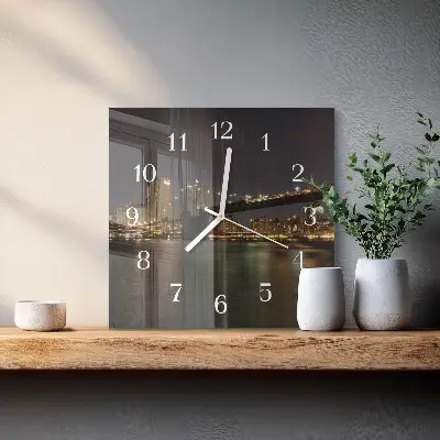 Moderne wandklok glas vierkant Horizon