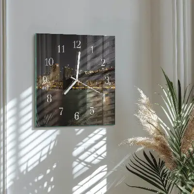 Moderne wandklok glas vierkant Horizon