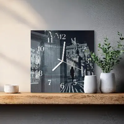 Vierkante glazen wandklok Hradčany