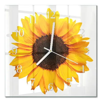 Decoratieve glazen klok vierkant Zonnebloem