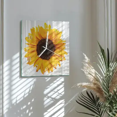 Decoratieve glazen klok vierkant Zonnebloem
