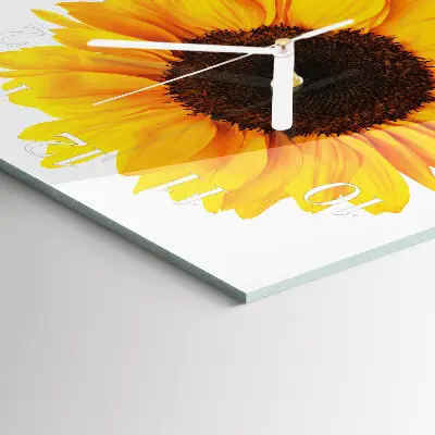 Decoratieve glazen klok vierkant Zonnebloem