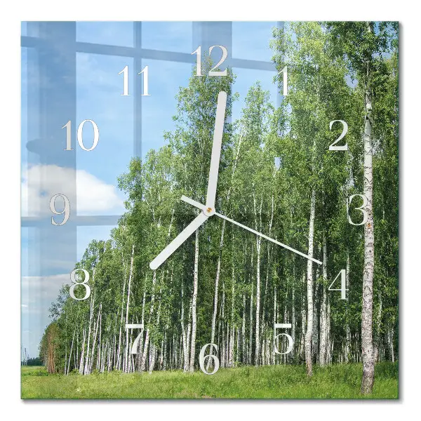 Moderne wandklok glas vierkant Berken