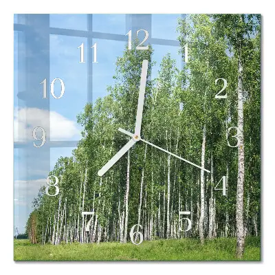 Moderne wandklok glas vierkant Berken
