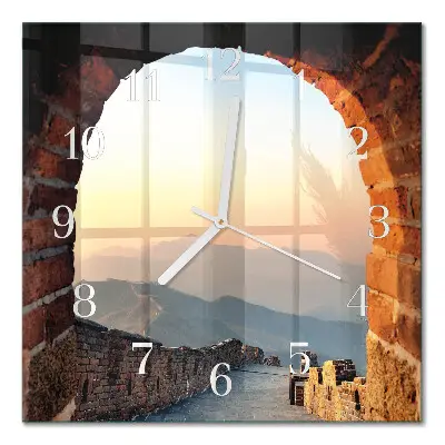 Vierkante glas klok Grote muur van china