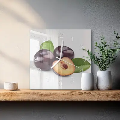 Decoratieve glazen klok vierkant Pruimen