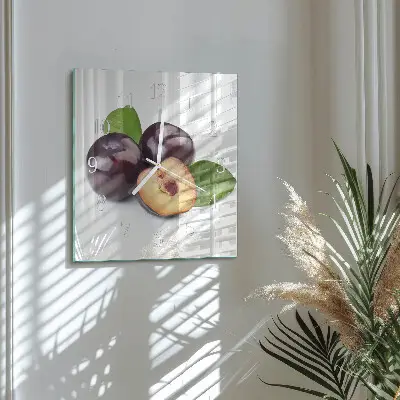 Decoratieve glazen klok vierkant Pruimen
