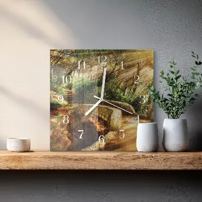 Moderne wandklok glas vierkant Bosbrug