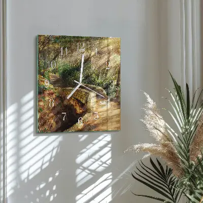 Moderne wandklok glas vierkant Bosbrug