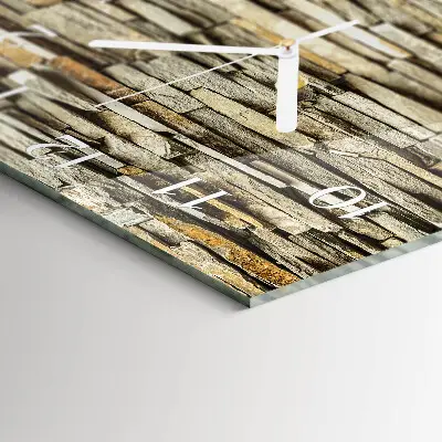 Vierkante glazen wandklok Stenen