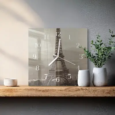 Vierkante glas klok Eiffeltoren