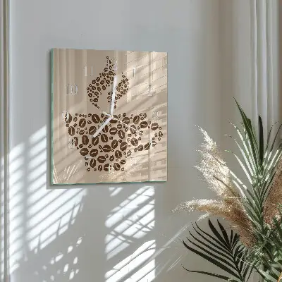 Decoratieve glazen klok vierkant Koffie