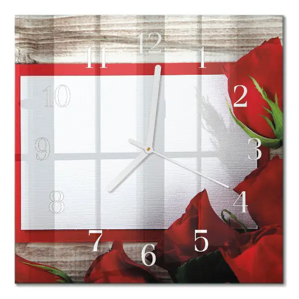 Moderne wandklok glas vierkant Rozen