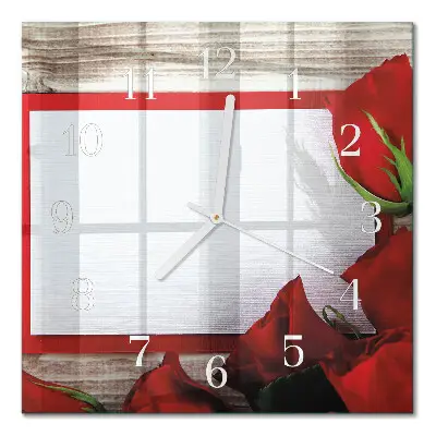 Moderne wandklok glas vierkant Rozen