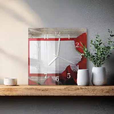 Moderne wandklok glas vierkant Rozen